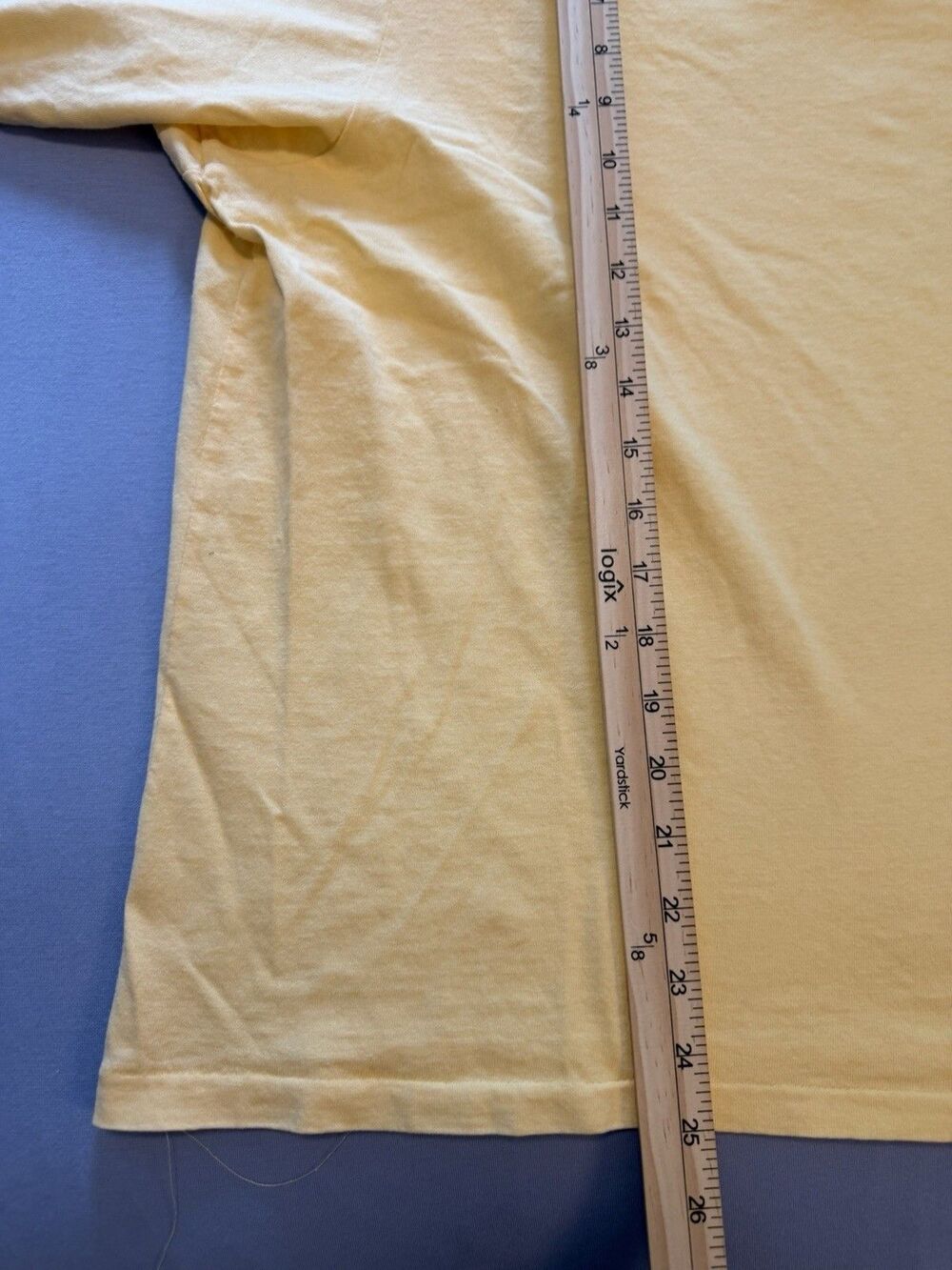 Vintage LEL Long Elegant Legs Womens S Yellow Short Sleeve T Shirt Boxy Crewneck - Picture 3 of 6
